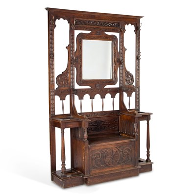 Lot 395 - A VICTORIAN CARVED OAK HALLSTAND