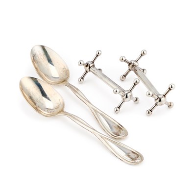 Lot 216 - A PAIR OF CHRISTOFLE STERLING SILVER SERVING SPOONS