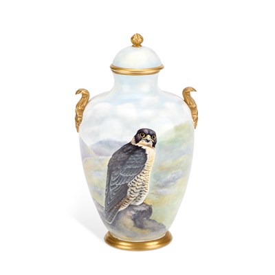Lot 102 - A CLERMONT FINE CHINA HAND-PAINTED VASE AND COVER