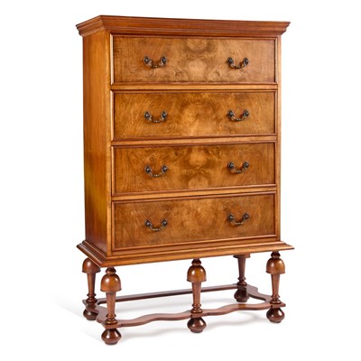 Lot 839 - A QUEEN ANNE STYLE WALNUT CHEST OF DRAWERS