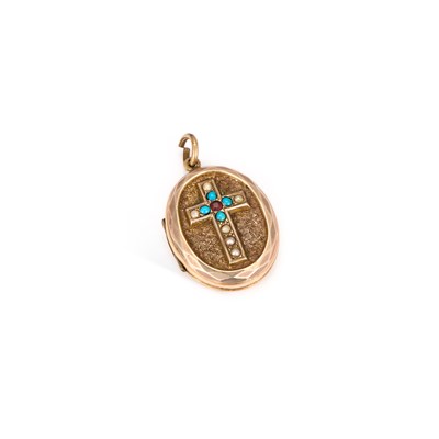 Lot 582 - A VICTORIAN GOLD BACK AND FRONT OVAL LOCKET PENDANT