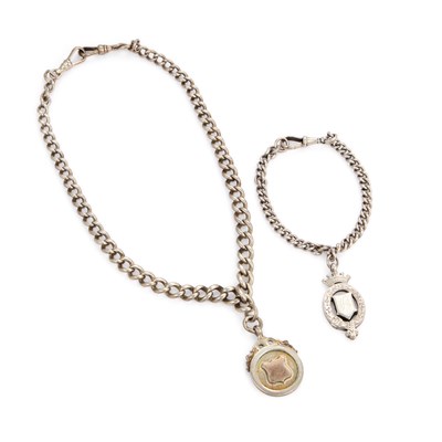 Lot 609 - TWO CURB LINK CHAINS WITH MEDALLIONS