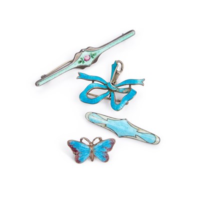 Lot 611 - FOUR ENAMEL BROOCHES