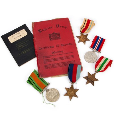 Lot 23 - A SECOND WORLD WAR MEDAL GROUP AND SERVICE BOOK