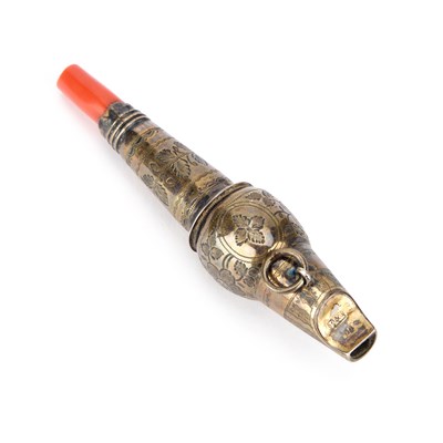 Lot 408 - A GEORGE III SILVER COMBINATION WHISTLE AND TEETHER