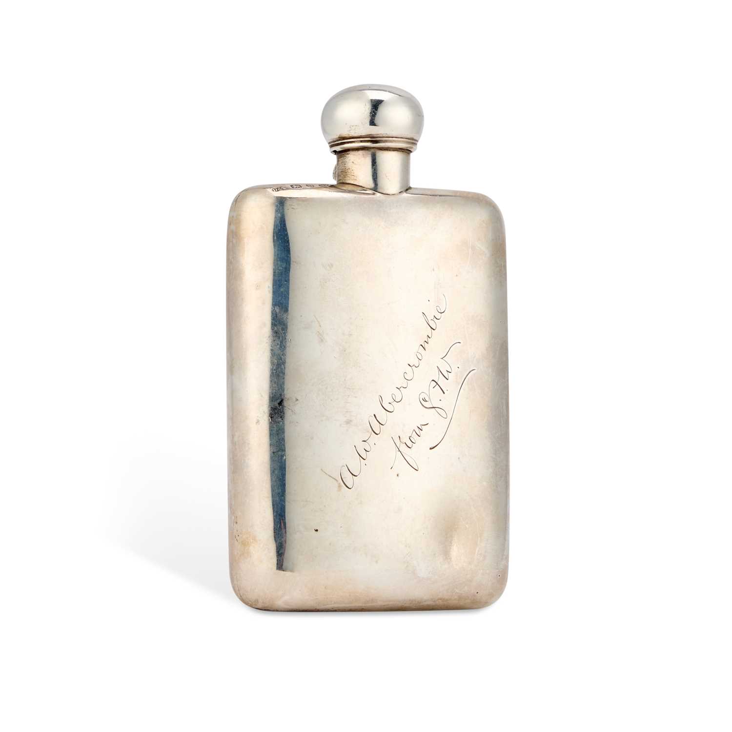 Lot 340 - A VICTORIAN SILVER HIP FLASK