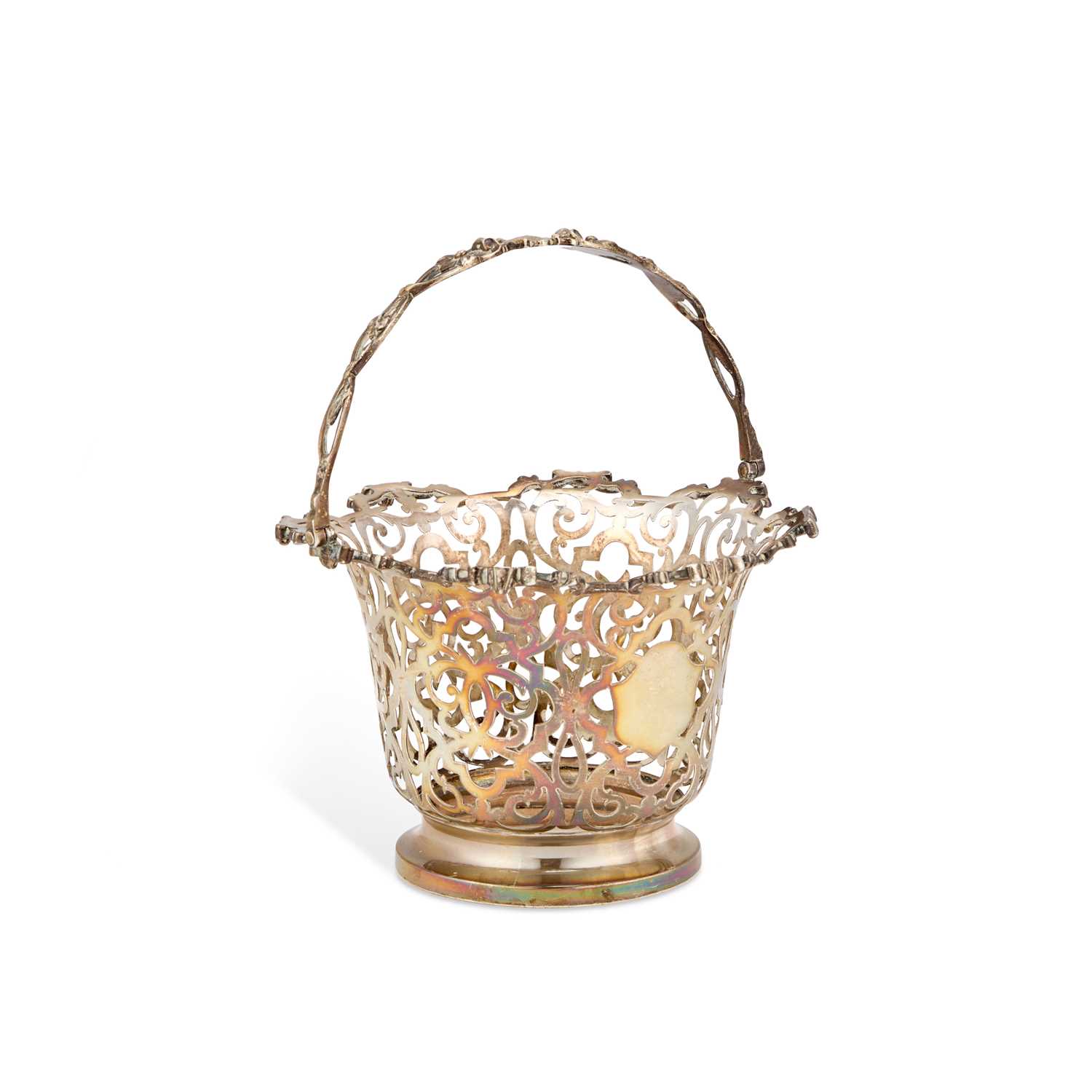 Lot 339 - A VICTORIAN SILVER SWING-HANDLE BASKET