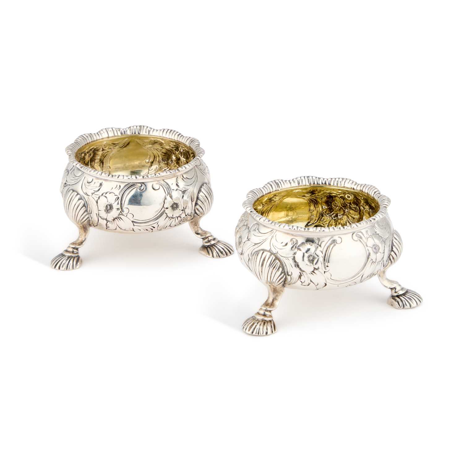 Lot 239 - A PAIR OF GEORGE III IRISH SILVER SALTS