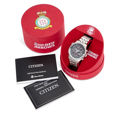 Lot 457 - A GENTS STEEL CITIZEN RED ARROWS EDITION BRACELET WATCH
