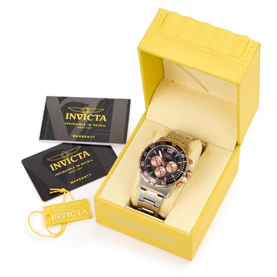 Lot 453 - A GENTS STEEL AND ROSE METAL INVICTA CHRONOGRAPH BRACELET WATCH