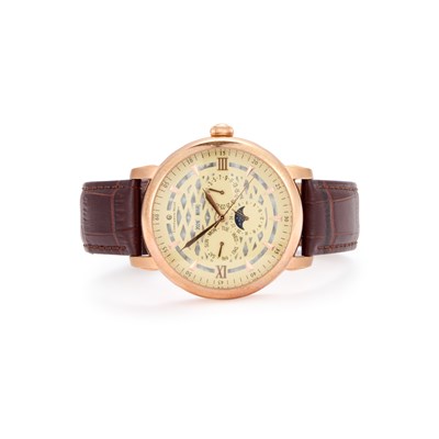 Lot 454 - A GENTS ROSE GOLD PLATED CONSTANTIN WEISZ STRAP WATCH
