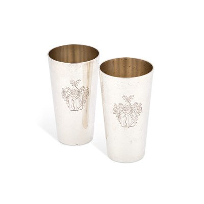 Lot 82 - A PAIR OF GERMAN SILVER BEAKERS