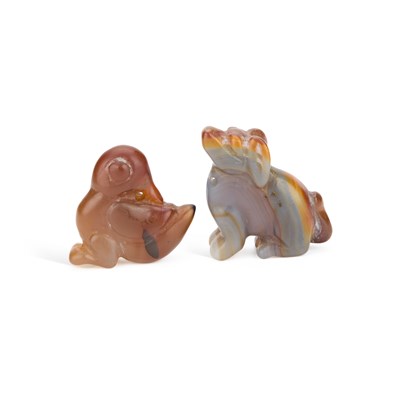 Lot 147 - TWO SMALL CHINESE HARDSTONE TOGGLES