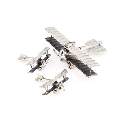 Lot 235 - THREE ITALIAN SILVER MODELS OF PLANES