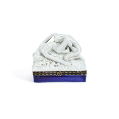 Lot 59 - AN EROTIC CERAMIC BOX