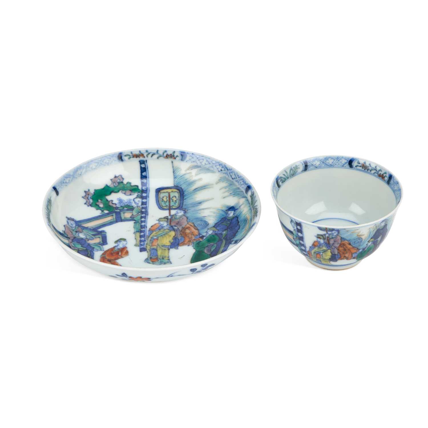 Lot 59 - A CHINESE DOUCAI PORCELAIN TEA BOWL AND SAUCER
