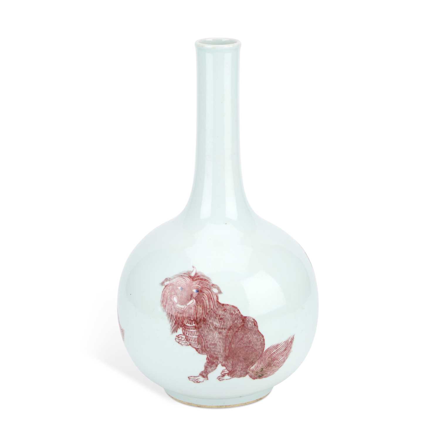 Lot 72 - A LARGE CHINESE UNDERGLAZE COPPER-RED DECORATED BOTTLE VASE
