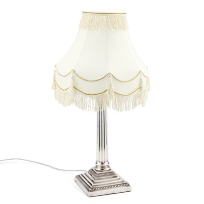 Lot 350 - A VICTORIAN SILVER CORINTHIAN COLUMN TABLE LAMP