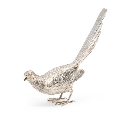 Lot 227 - AN EARLY 20TH CENTURY GERMAN SILVER MODEL OF A BIRD