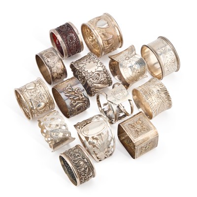 Lot 336 - A GROUP OF SILVER NAPKIN RINGS