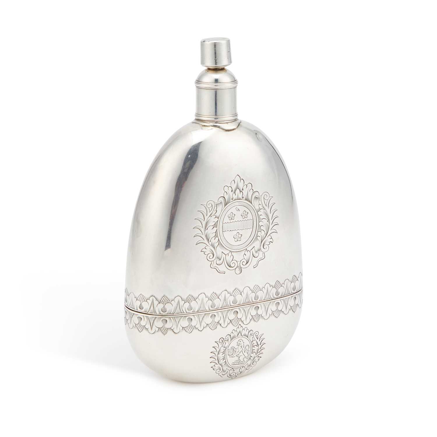 Lot 441 - A RARE QUEEN ANNE SILVER SPIRIT FLASK