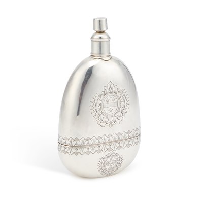 Lot 441 - A RARE QUEEN ANNE SILVER SPIRIT FLASK