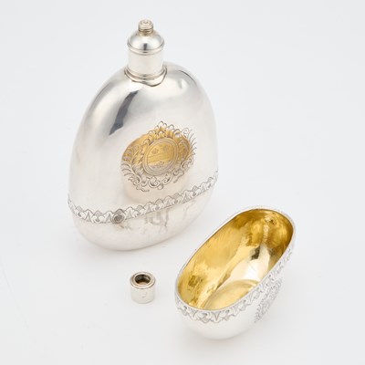 Lot 441 - A RARE QUEEN ANNE SILVER SPIRIT FLASK
