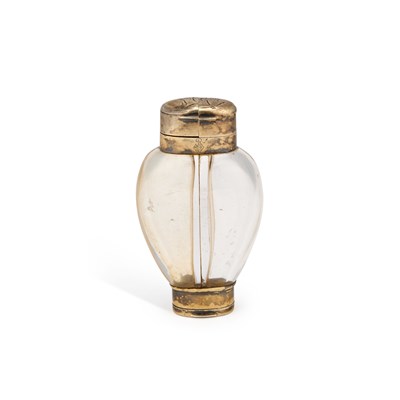 Lot 356 - A RARE LATE VICTORIAN SILVER-GILT MOUNTED GLASS COMBINATION VINAIGRETTE AND SCENT BOTTLE