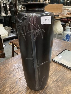 Lot 117 - A FINE JAPANESE SILVER-ONLAID BRONZE VASE