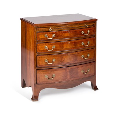 Lot 790 - A GEORGIAN STYLE MAHOGANY BOW-FRONT CHEST OF DRAWERS