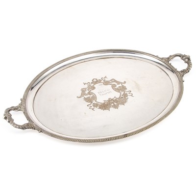 Lot 251 - A LARGE MAPPIN & WEBB PRINCE'S PLATE TWO-HANDLED TRAY