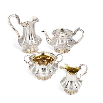 Lot 387 - A MATCHED EARLY VICTORIAN SILVER FOUR-PIECE TEA SERVICE