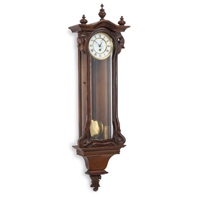 Lot 778 - A 19TH CENTURY CONTINENTAL WALNUT VIENNA WALL CLOCK