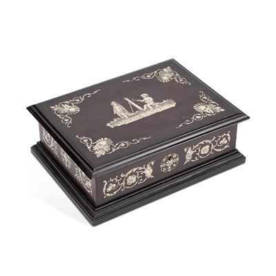 Lot 872 - AN ITALIAN BONE-INLAID EBONISED BOX