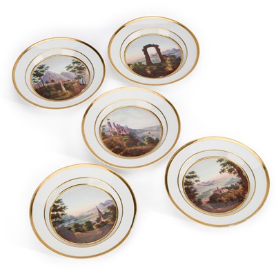 Lot 43 - FIVE BERLIN (K.P.M.) TOPOGRAPHICAL PORCELAIN PLATES