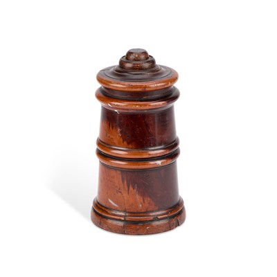 Lot 869 - A LARGE 19TH CENTURY LIGNUM VITAE TOBACCO JAR AND COVER