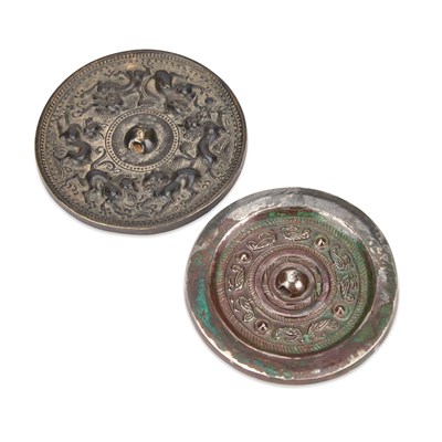 Lot 114 - TWO CHINESE BRONZE MIRRORS