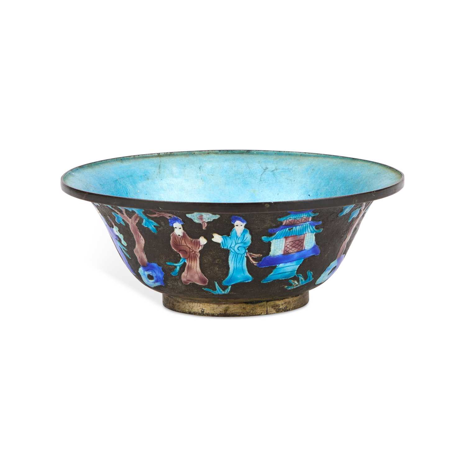 Lot 125 - A CHINESE SILVERED AND ENAMELLED BOWL