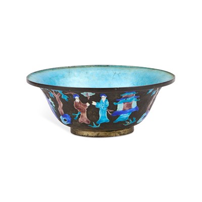 Lot 125 - A CHINESE SILVERED AND ENAMELLED BOWL
