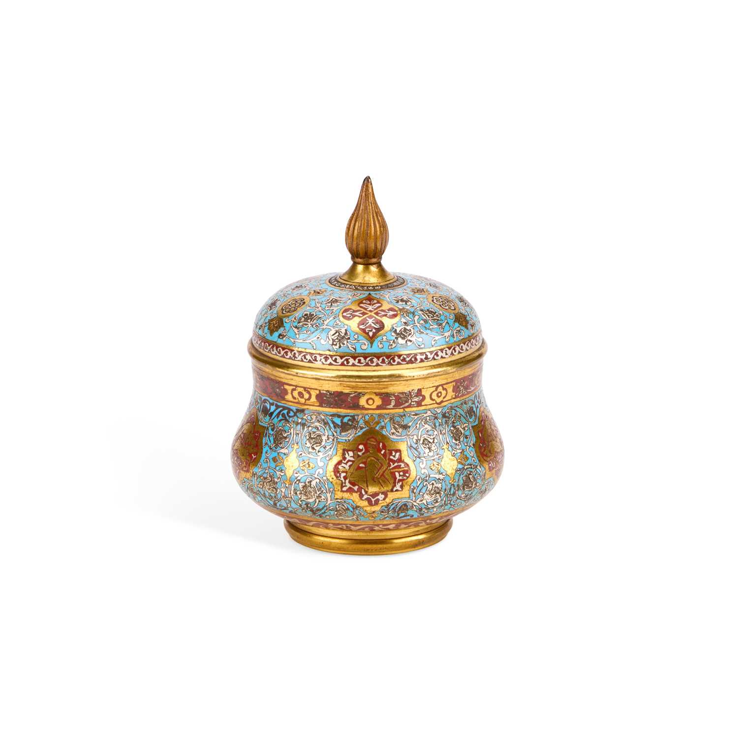 Lot 121 - A PERSIAN ENAMELLED JAR AND COVER