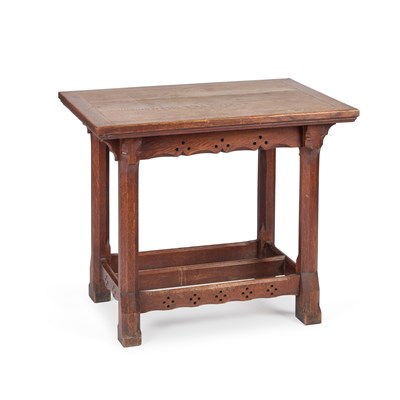 Lot 696 - A VICTORIAN PUGIN STYLE OAK SIDE TABLE