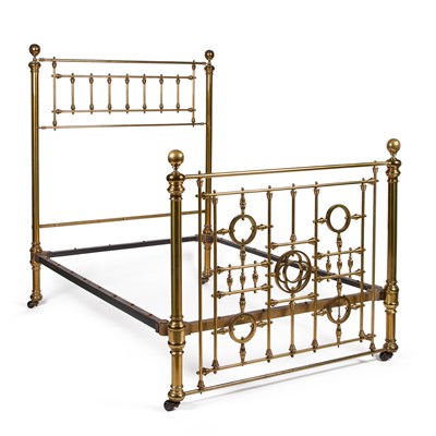 Lot 742 - A VICTORIAN BRASS DOUBLE BED