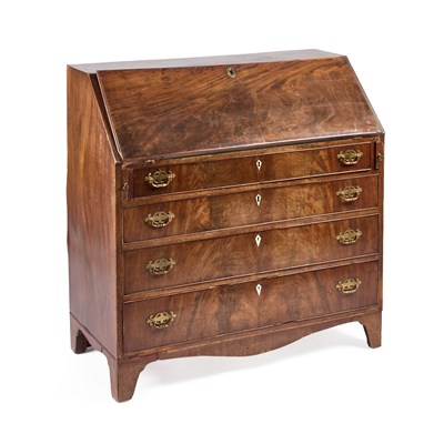 Lot 646 - A GEORGE III MAHOGANY SLANT-FRONT BUREAU