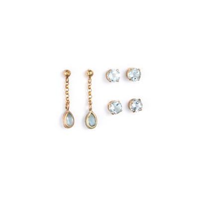 Lot 412 - THREE PAIRS OF GEM-SET EARRINGS