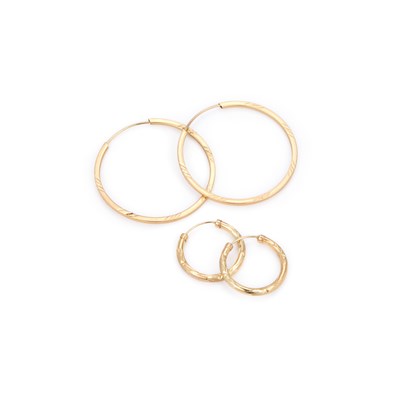Lot 437 - TWO PAIRS OF HOOP EARRINGS