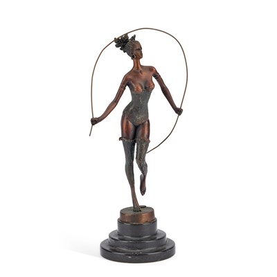 Lot 509 - A MODERN BRONZE FIGURE OF A SCANTILY CLAD LADY