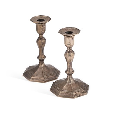 Lot 327 - A PAIR OF EDWARDIAN SILVER CANDLESTICKS