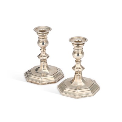 Lot 305 - A PAIR OF ELIZABETH II SILVER CANDLESTICKS