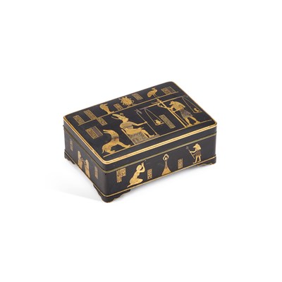 Lot 165 - AN EGYPTIAN REVIVAL DAMASCENE BOX, CIRCA 1920