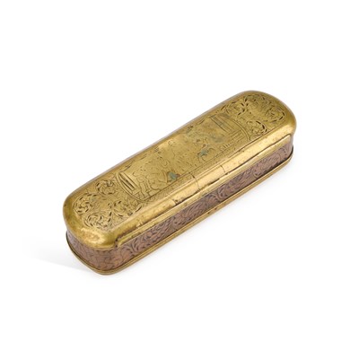 Lot 201 - AN 18TH CENTURY DUTCH BRASS AND COPPER TOBACCO TIN